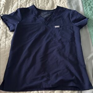 Figs Navy Short-Sleeve V-Neck Scrub Top